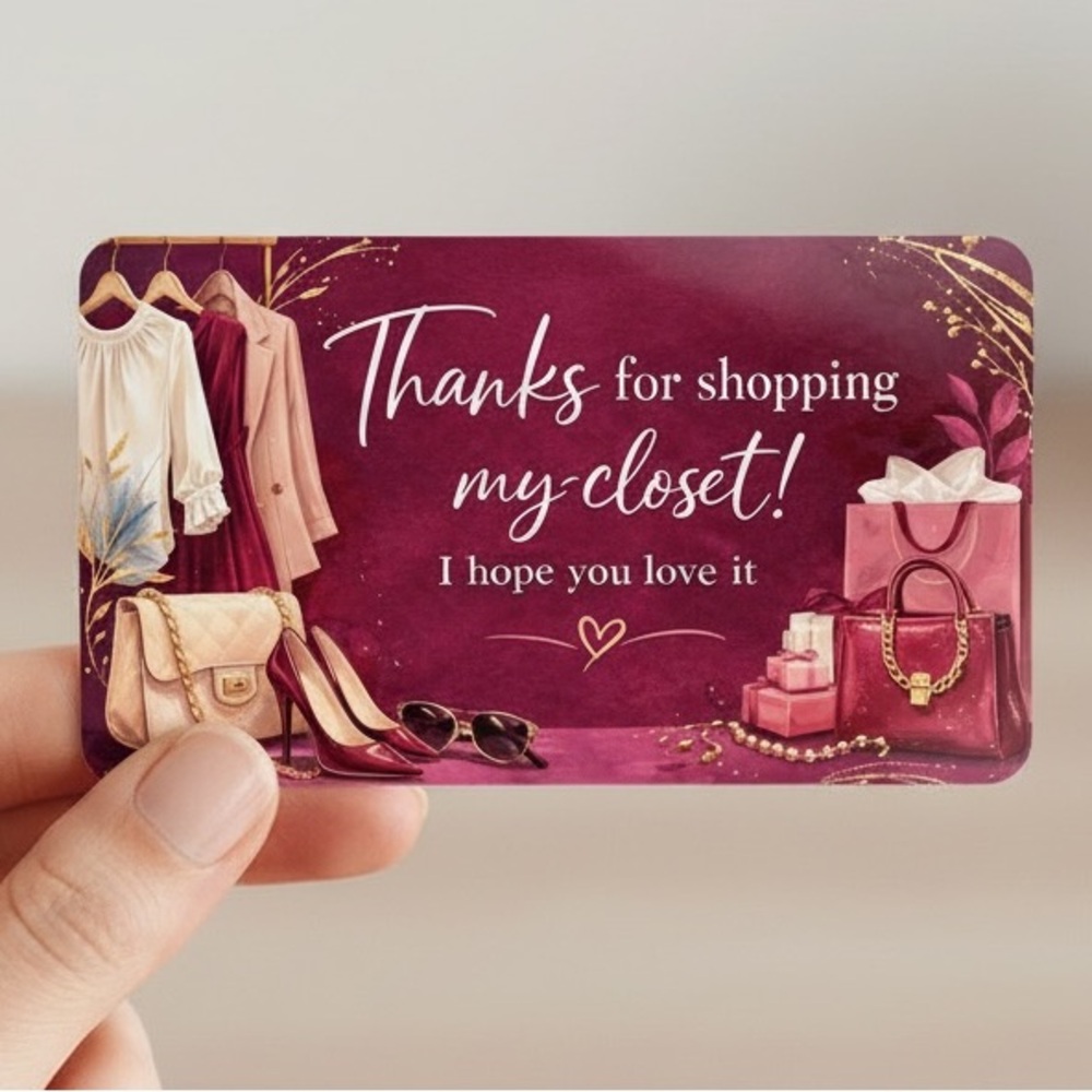 Burgundy Thank You Cards | Luxury Boutique Packaging Inserts for Small Business